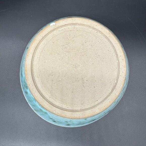 Handmade Art Pottery Bowl Signed Mike Joens Speckle Turquoise Green Blue Serving - Picture 5 of 13